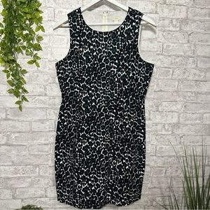 J.CREW Black, Green and White Leopard Print Sleeveless 100% cotton dress Size 10